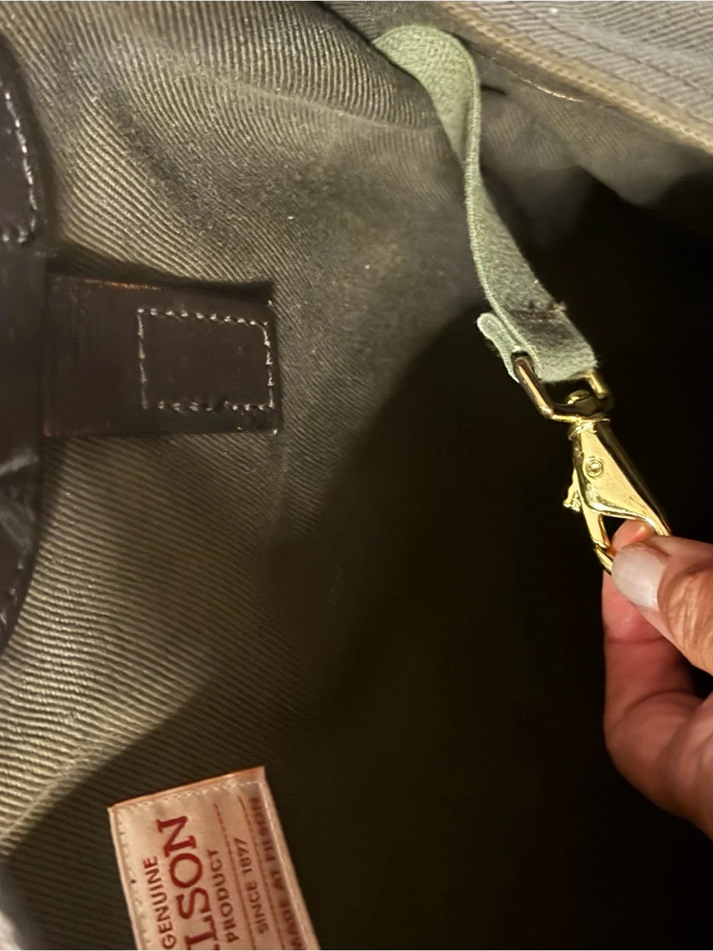 Like new condition!! Olive Green Canvas Tote Bag with Dark Brown Straps